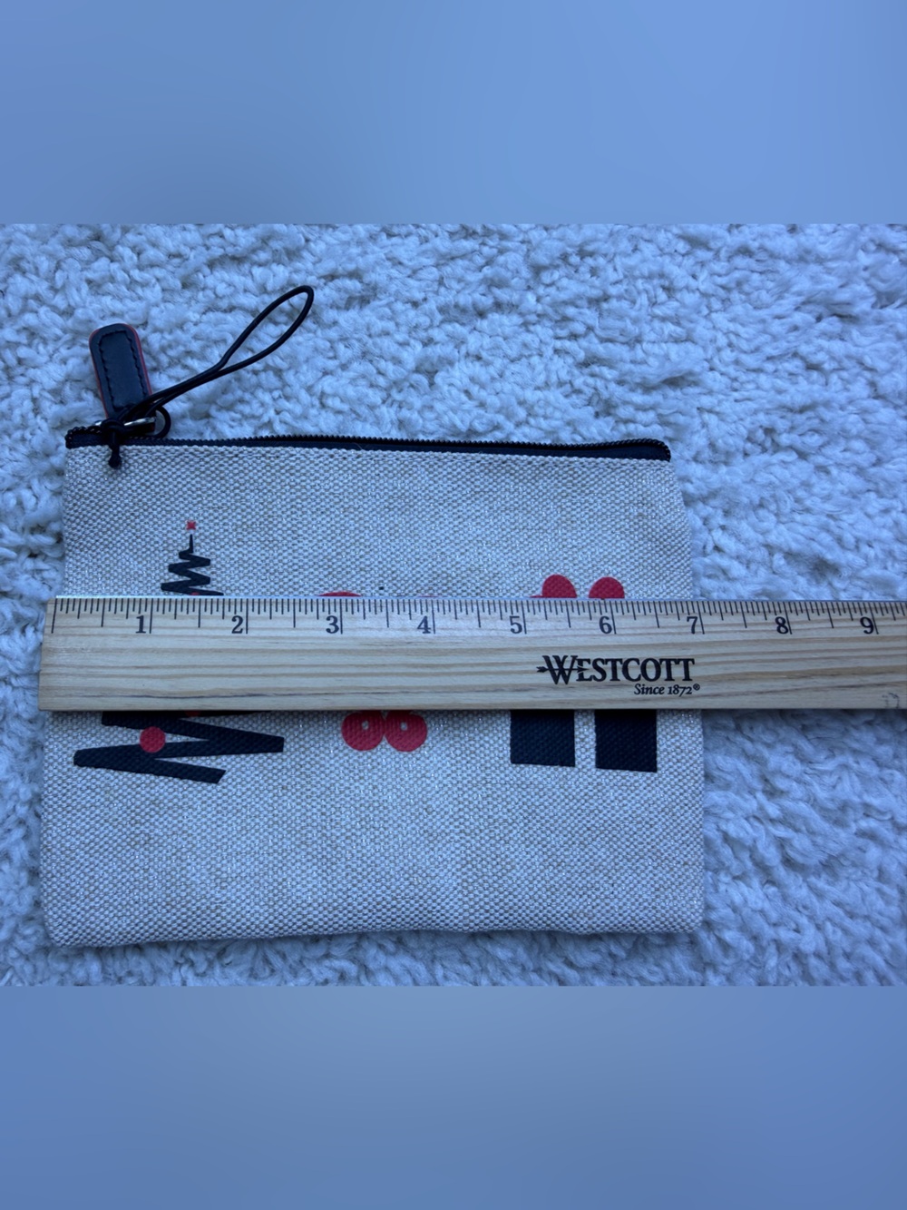 Brighton Natural Canvas Pouch with Red Holiday Script NEW - Picture 5 of 6